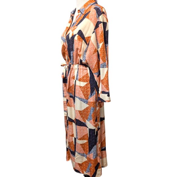 Corey Lynn Calter Womens Size M Abstract Geometric Tie Waist Pockets Shirt Dress - Picture 2 of 8